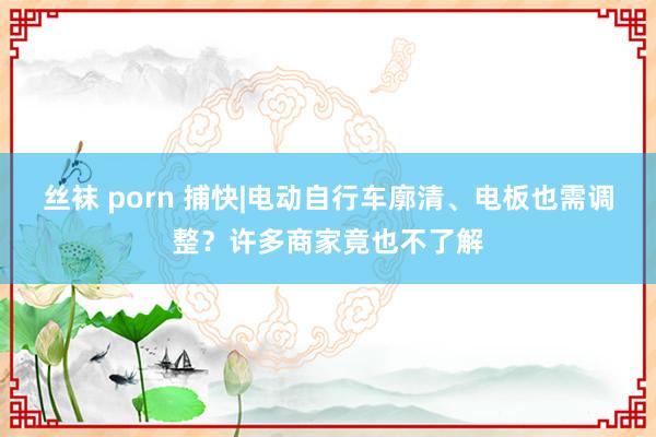 丝袜 porn 捕快|电动自行车廓清、电板也需调整？许多商家竟也不了解