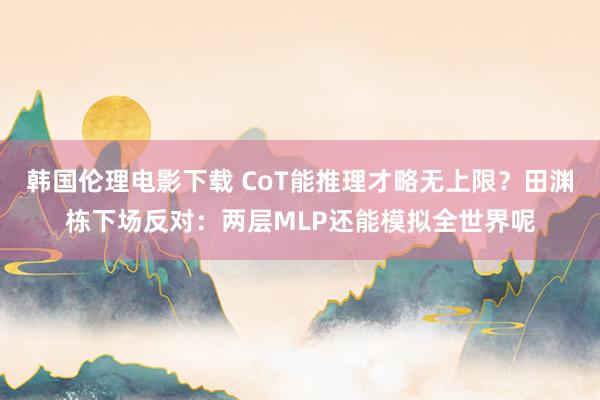 韩国伦理电影下载 CoT能推理才略无上限？田渊栋下场反对：两层MLP还能模拟全世界呢