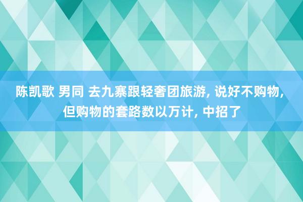 陈凯歌 男同 去九寨跟轻奢团旅游， 说好不购物， 但购物的套路数以万计， 中招了