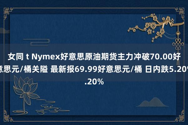 女同 t Nymex好意思原油期货主力冲破70.00好意思元/桶关隘 最新报69.99好意思元/桶 日内跌5.20%