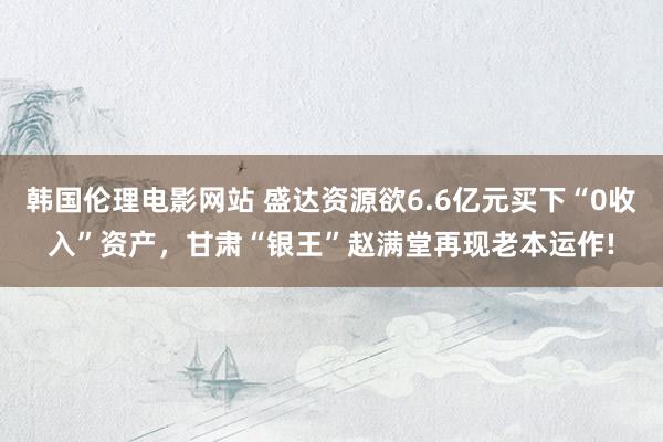 韩国伦理电影网站 盛达资源欲6.6亿元买下“0收入”资产，甘肃“银王”赵满堂再现老本运作!