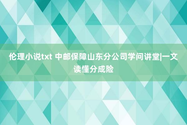 伦理小说txt 中邮保障山东分公司学问讲堂|一文读懂分成险