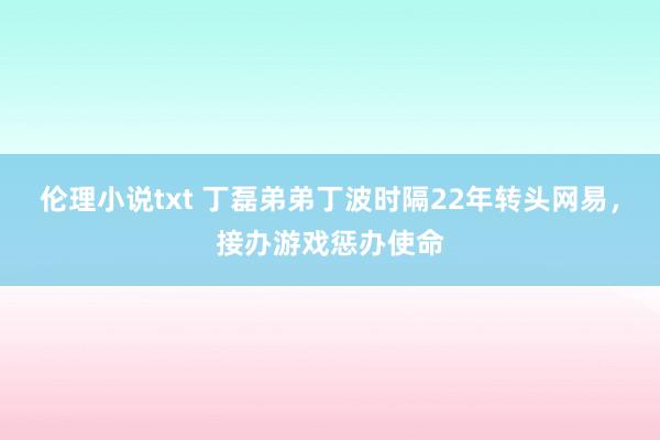 伦理小说txt 丁磊弟弟丁波时隔22年转头网易，接办游戏惩办使命