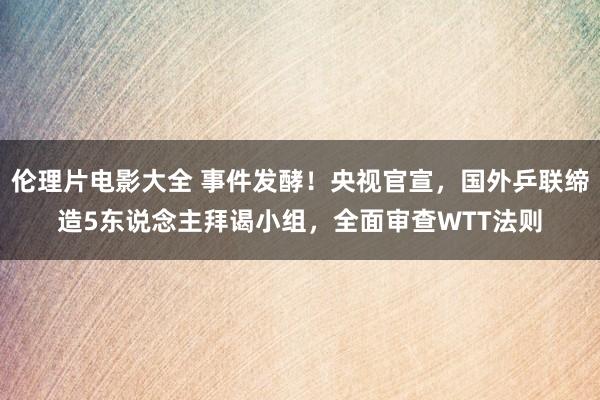 伦理片电影大全 事件发酵！央视官宣，国外乒联缔造5东说念主拜谒小组，全面审查WTT法则